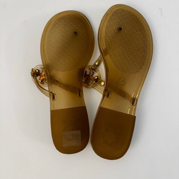 Tory Burch Mini Miller Jelly Thong Flip Flops Sandals Light Brown Clear Size 7 - Picture 7 of 10